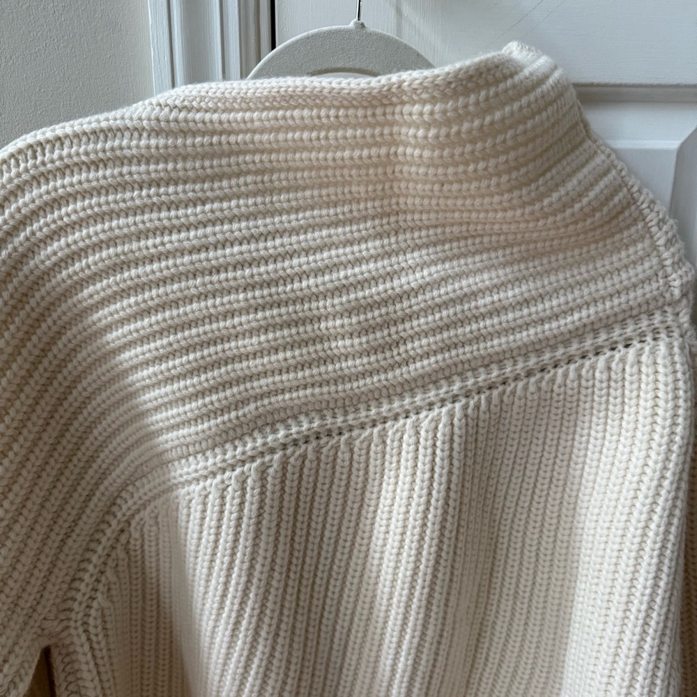 ZARA WOOL BLEND ASYMMETRIC NECKLINE SWEATER in ECRU, SIZE LARGE - Picture 7 of 7